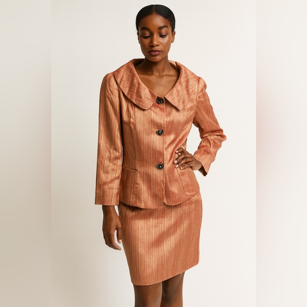 Dana Buchman Vintage Silk Blazer & Skirt Two Piece Suit Skirt Sets size 2